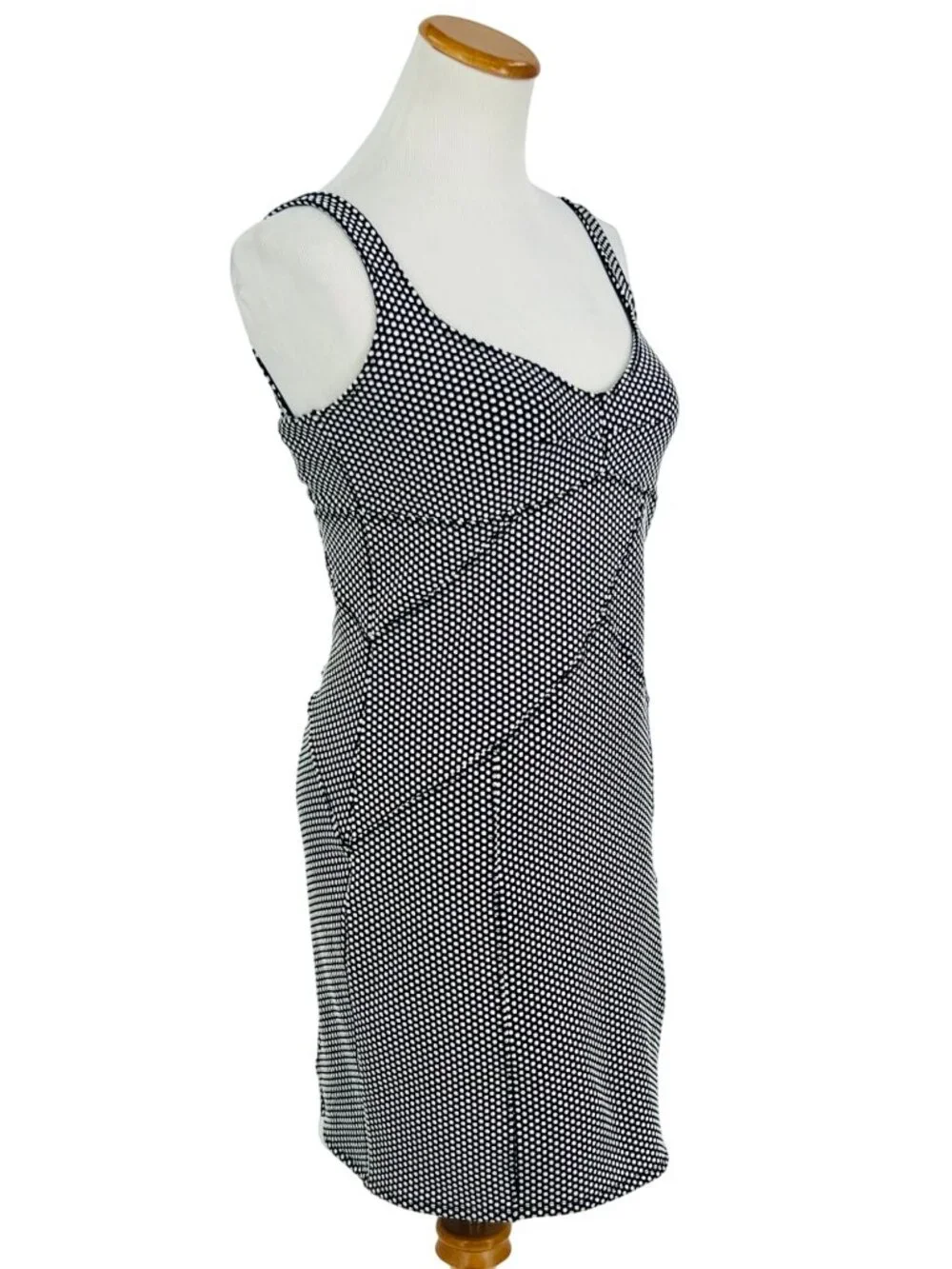 Free People Black White Polka Dot Bodycon Mini Dress L | Indie Sleaze Y2K Baddie